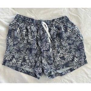 Chubbies Mens Swim Trunks/Shorts Blue and White Tropical Pattern, Size Medium